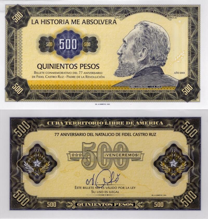 500 pesos Fidel 2003