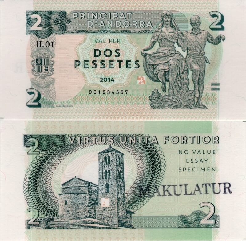 2 pessetes Andorra