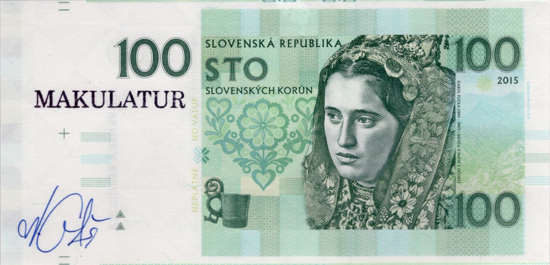 100 korún Slovenských - přední strana