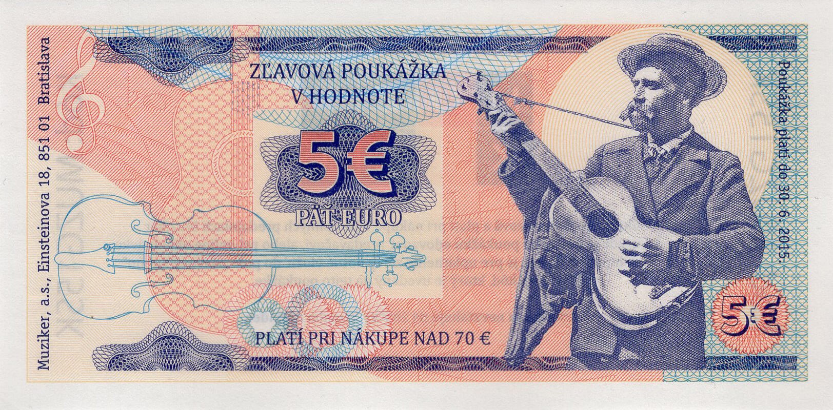 5 € Muziker 2015 - přední strana