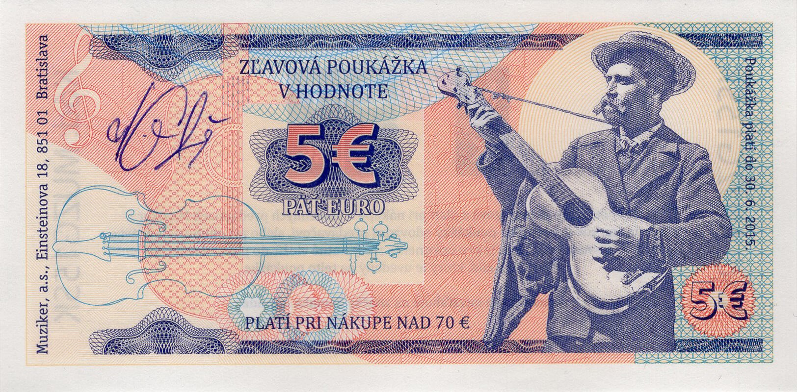 5 € Muziker 2015 - přední strana