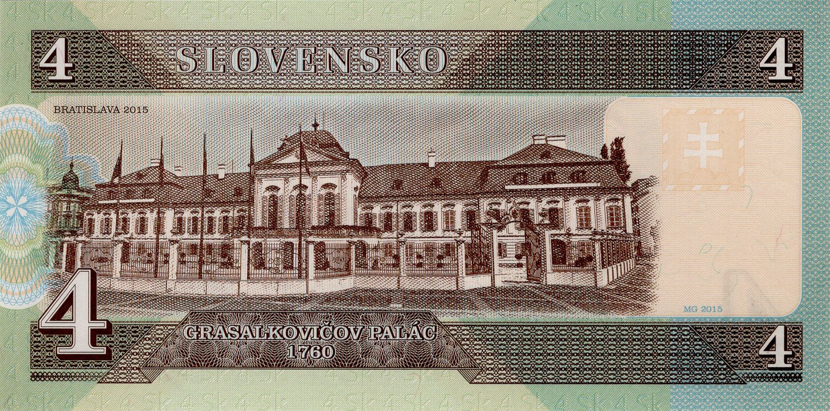 4 koruny SK prezidenti - zadní strana