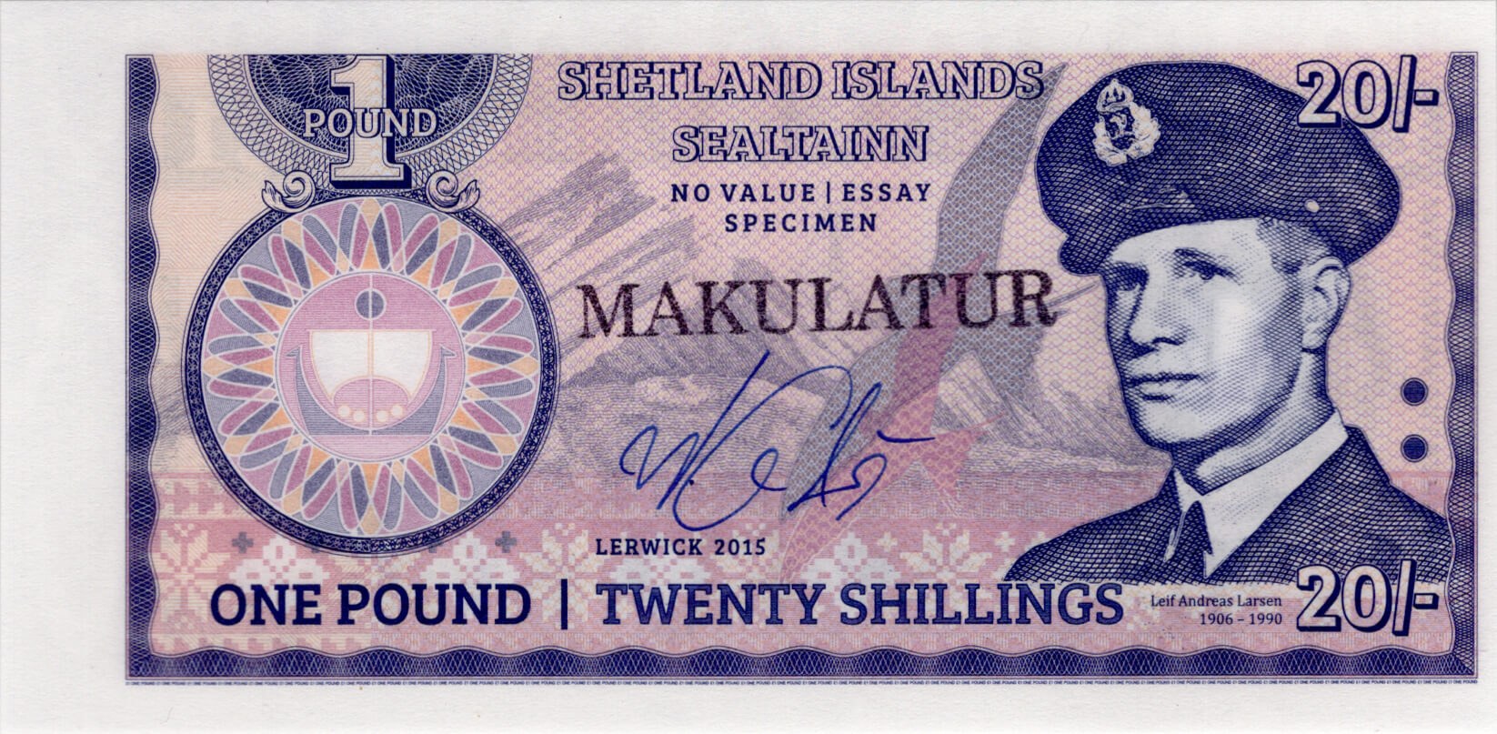 1 pound / 20 shillings Shetland Islands - přední strana