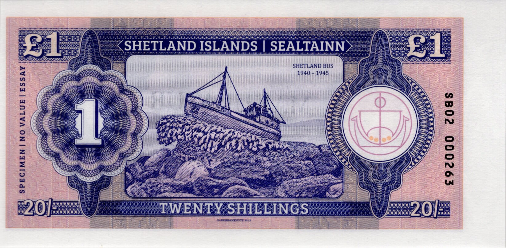 1 pound / 20 shillings Shetland Islands - zadní strana
