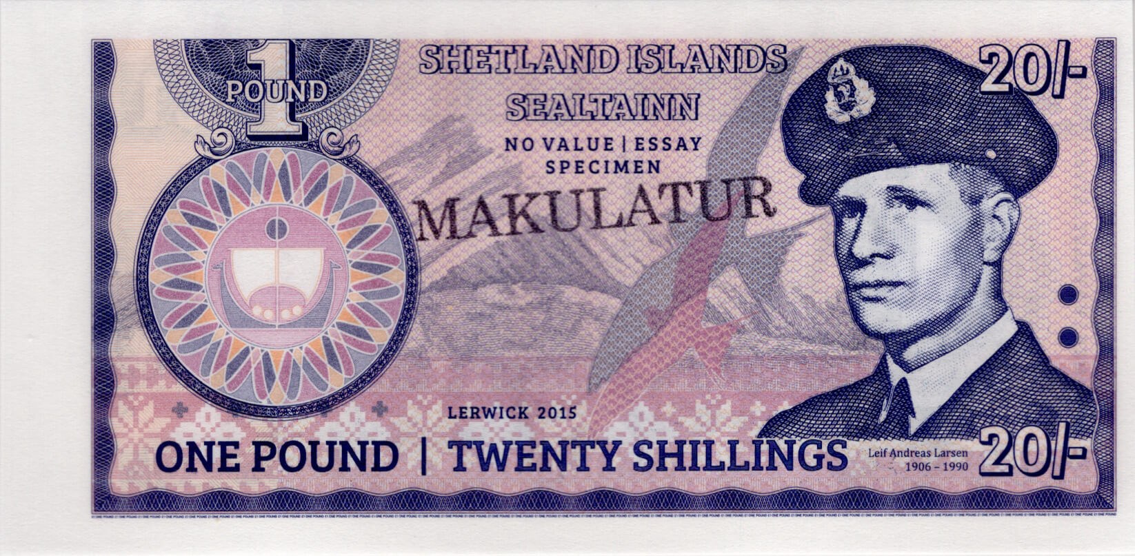 1 pound / 20 shillings Shetland Islands - přední strana