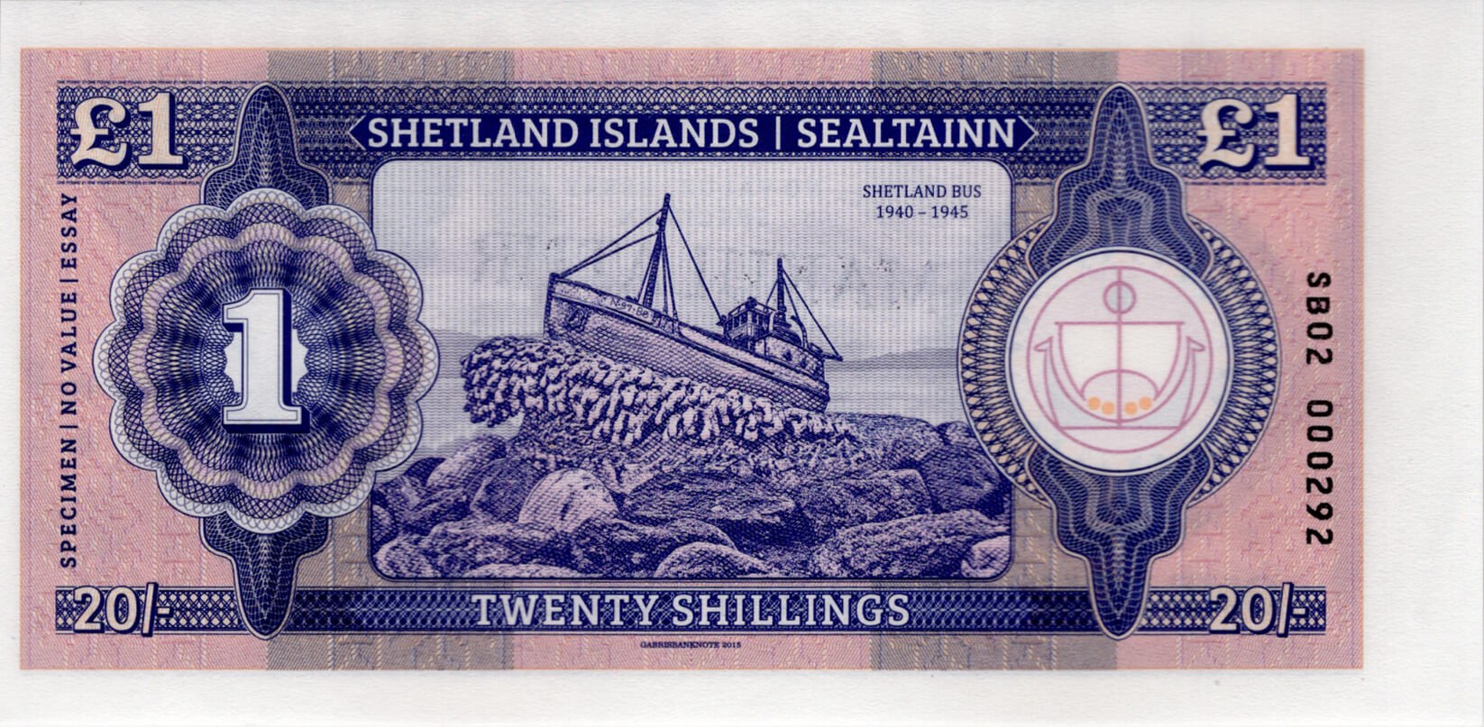 1 pound / 20 shillings Shetland Islands - zadní strana
