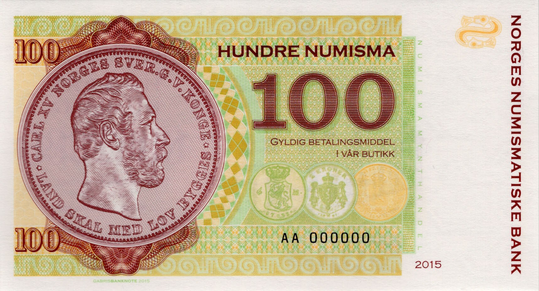 100 numisma Mynthandel - přední strana