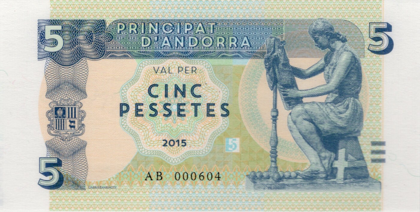 5 pessetas Andorra - přední strana