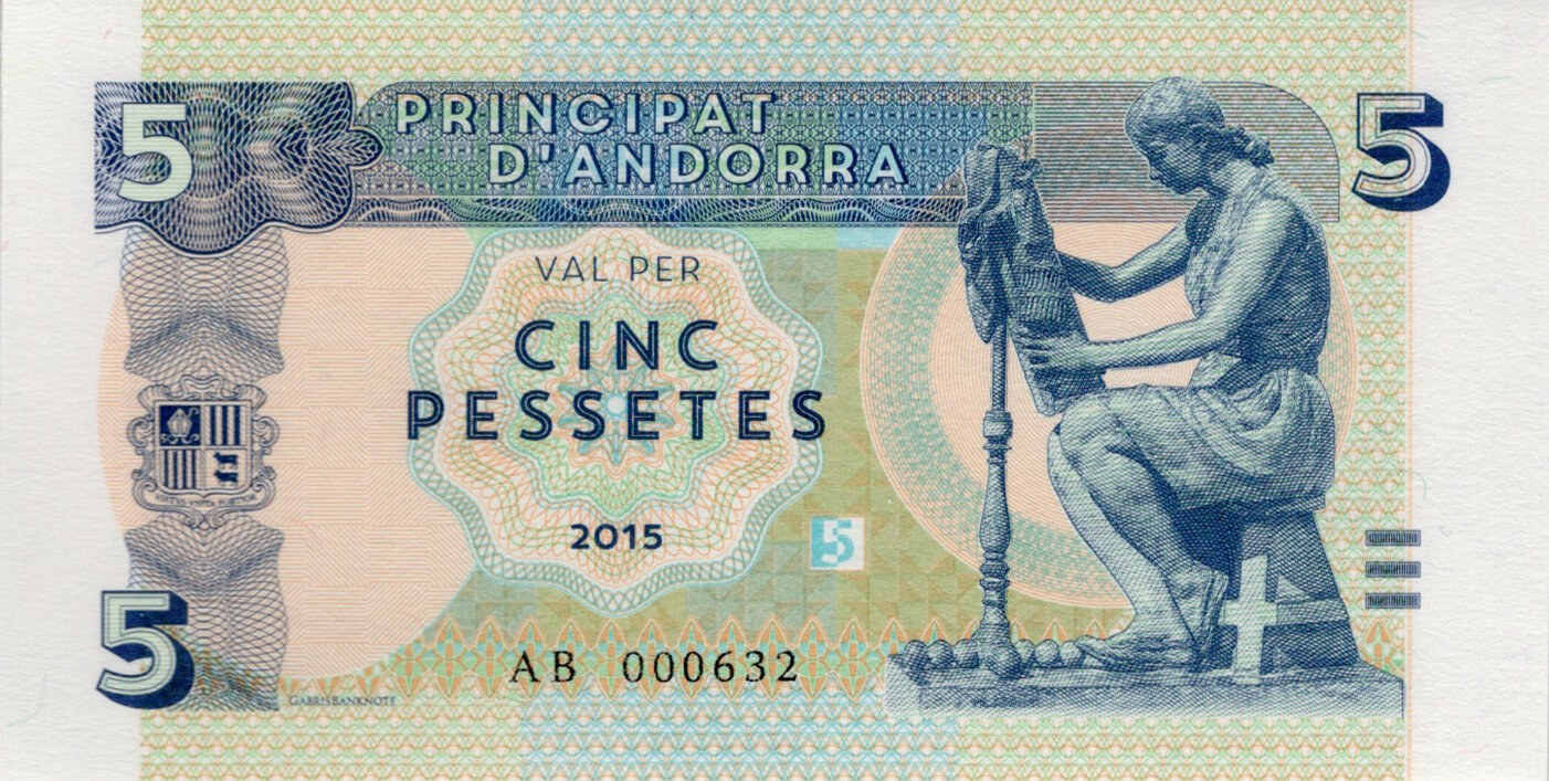 5 pessetas Andorra - přední strana