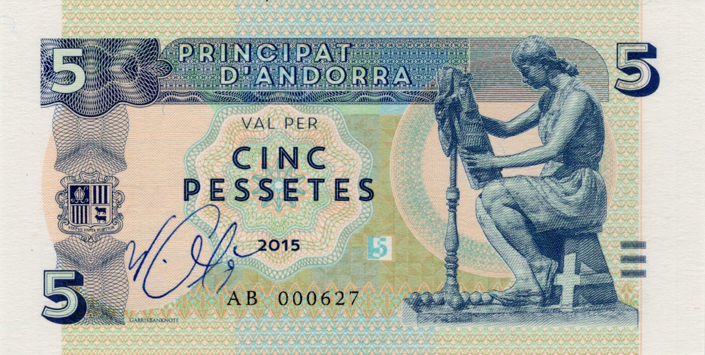 5 pessetas Andorra - přední strana