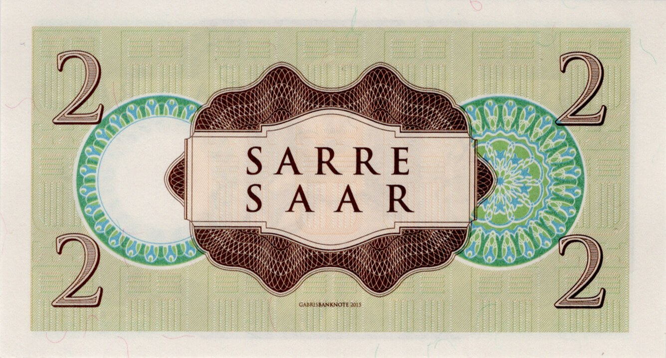2 francs / mark Saarland - zadní strana