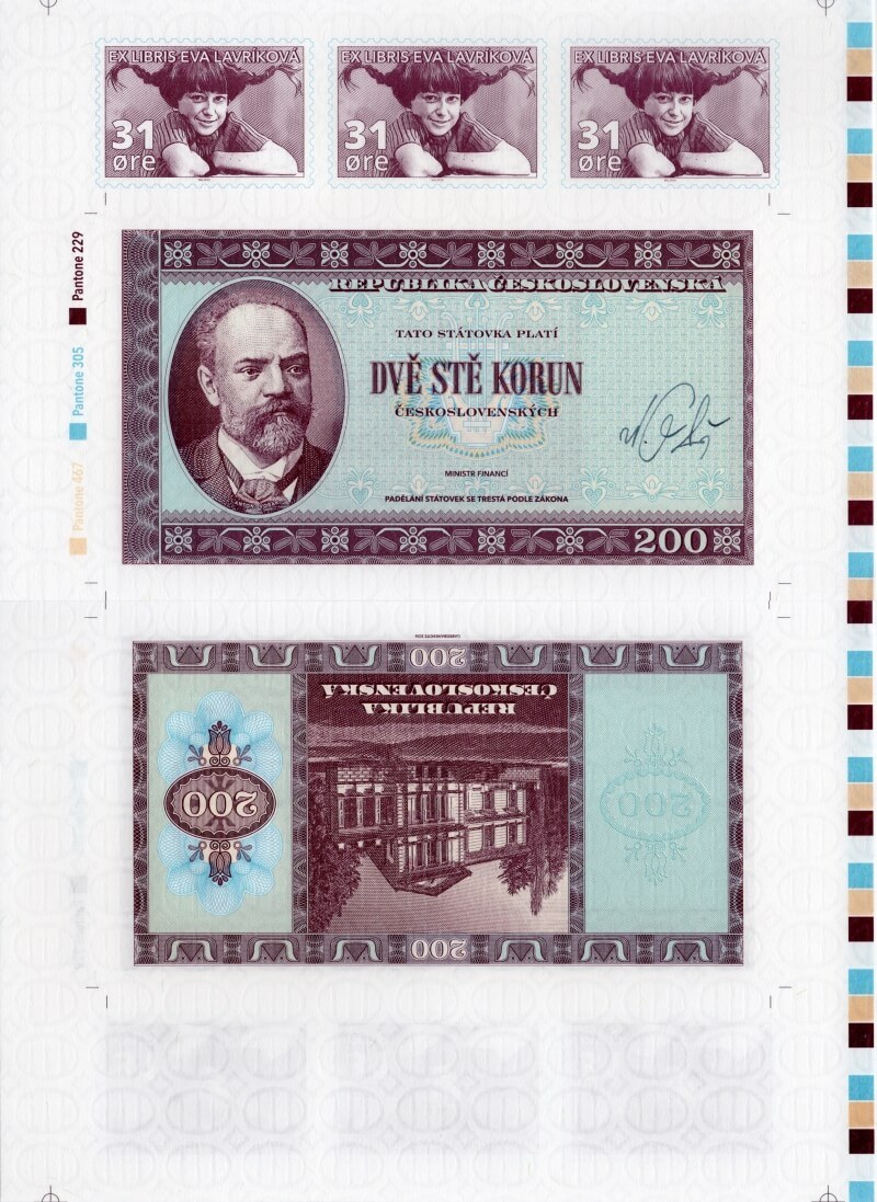 Aršík 200 korun A. Dvořák / ex libris