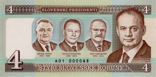 4 koruny SK prezidenti