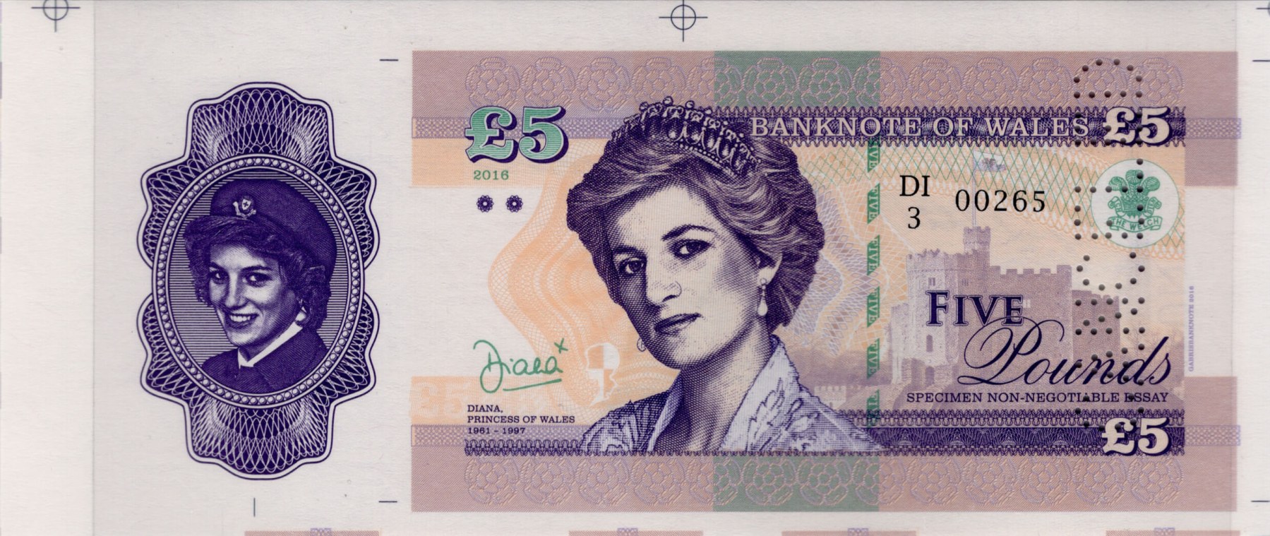 5 pounds Wales Diana - přední strana