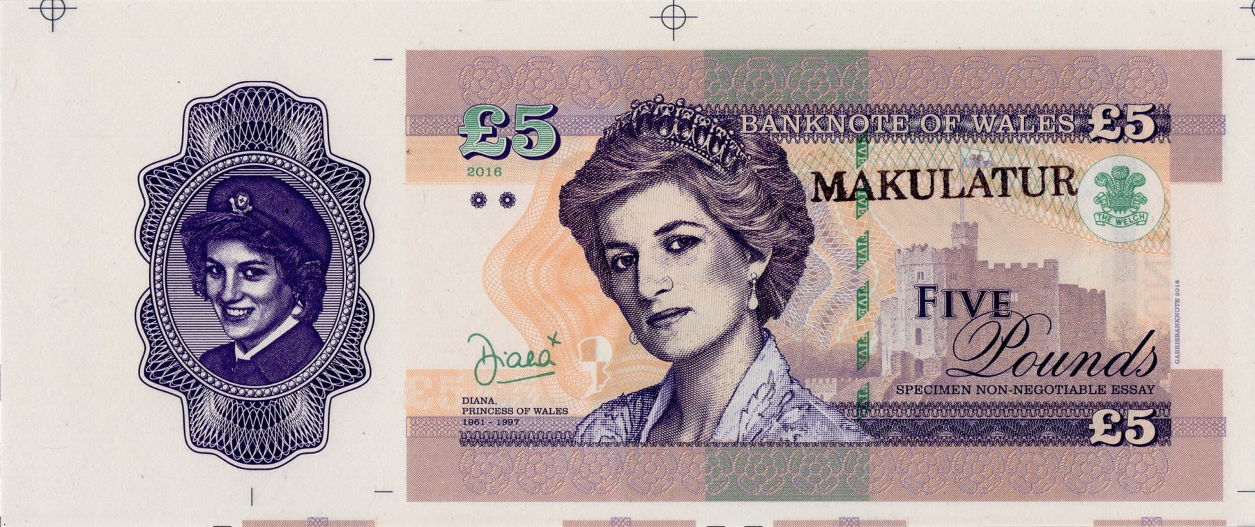 5 pounds Wales Diana - přední strana