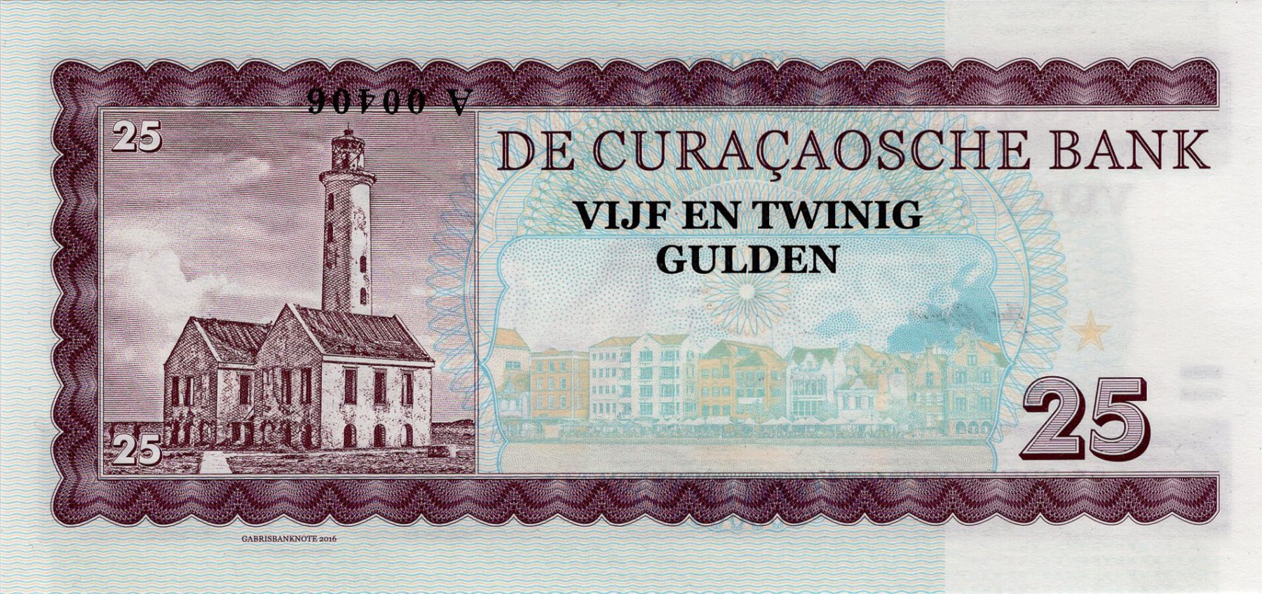 25 gulden Curacao - zadní strana