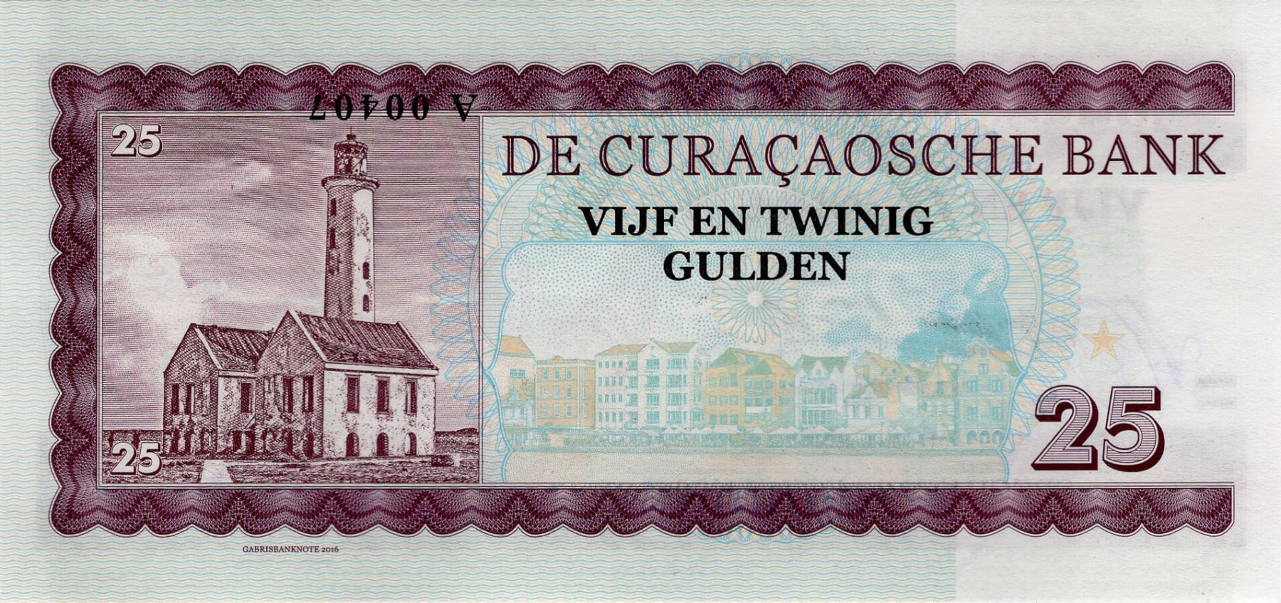 25 gulden Curacao - zadní strana