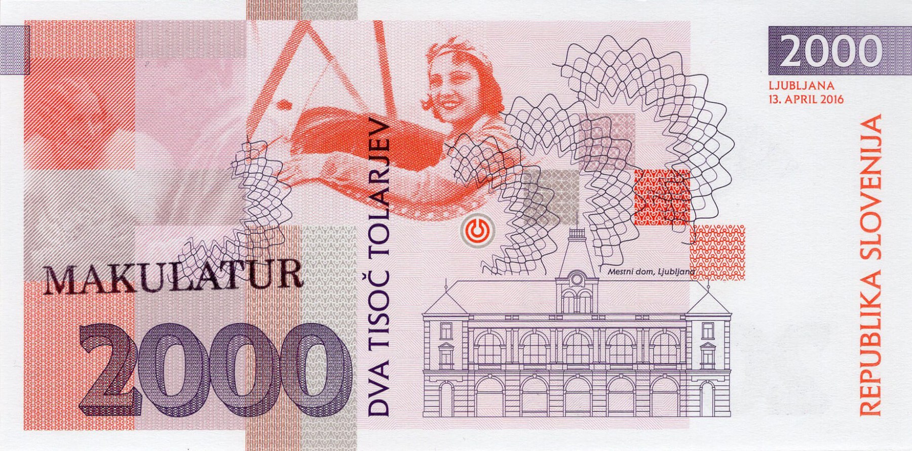 2000 tolar Slovenija - zadní strana