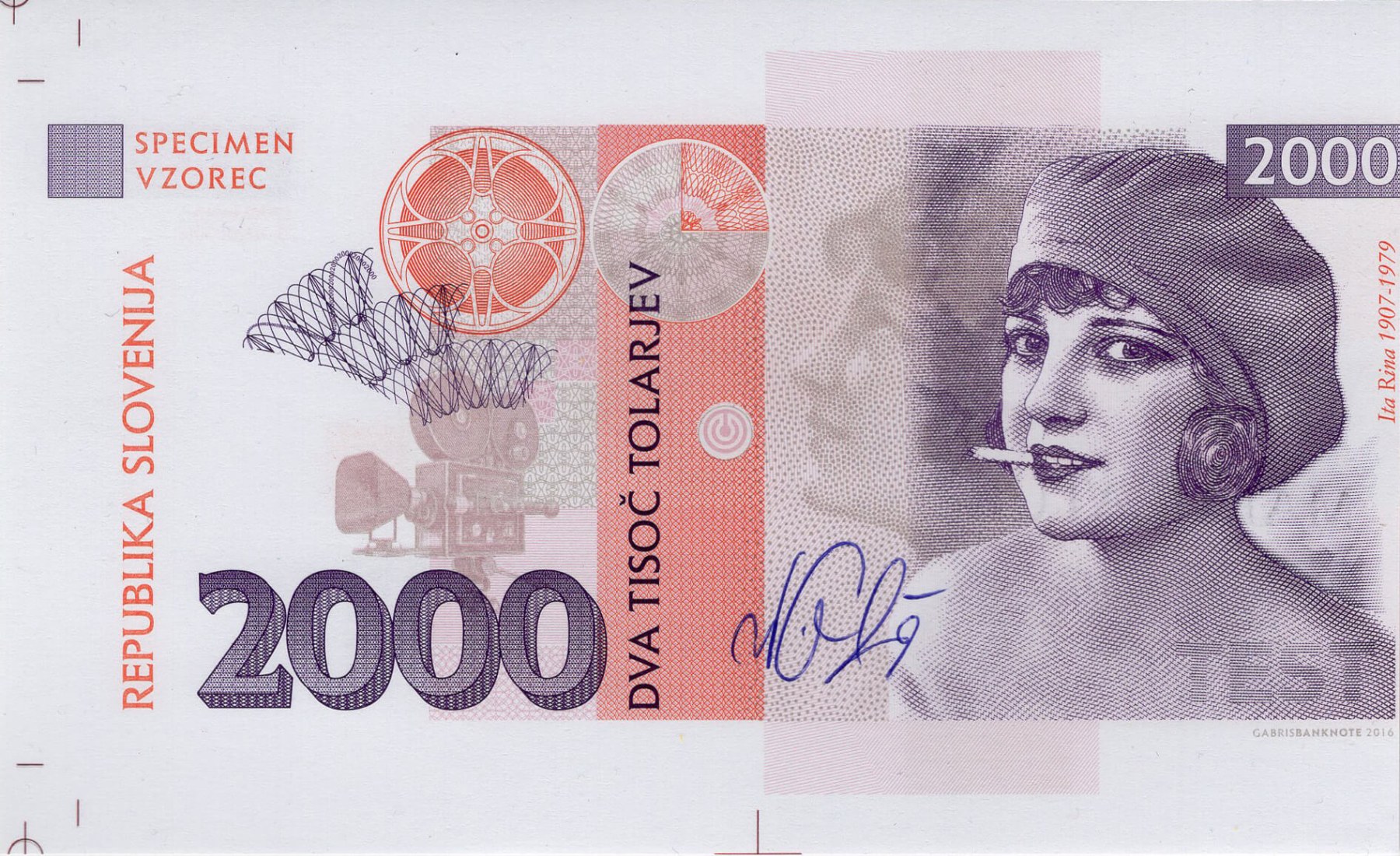 2000 tolar Slovenija - přední strana