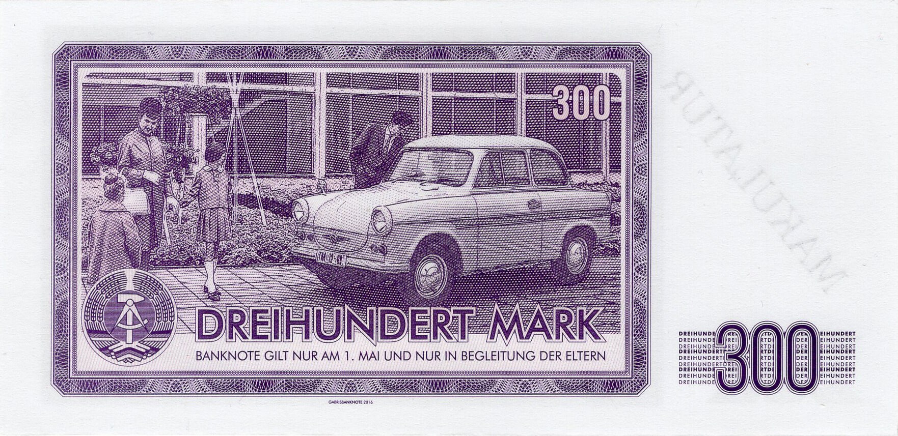 300 mark German Democratic Republic - zadní strana
