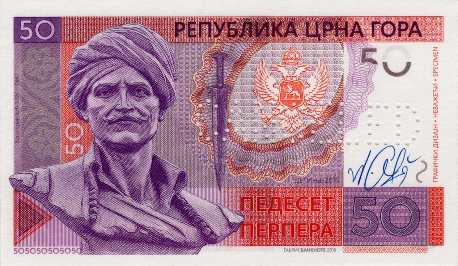 50 perper Montenegro - přední strana