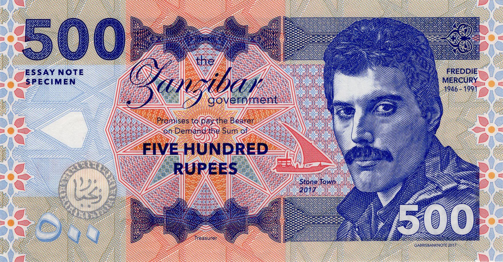 500 rupees Zanzibar - přední strana