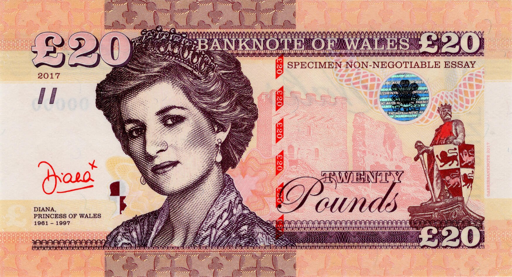 20 pounds Wales - přední strana