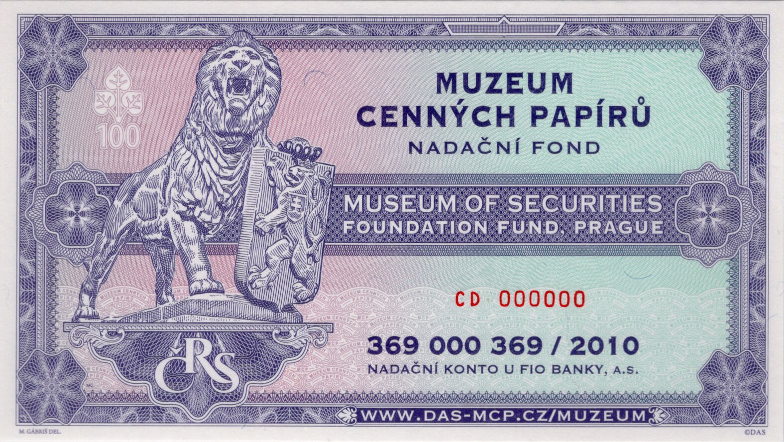 MCP nadační fond 100 let CSR, fialová verze - přední strana