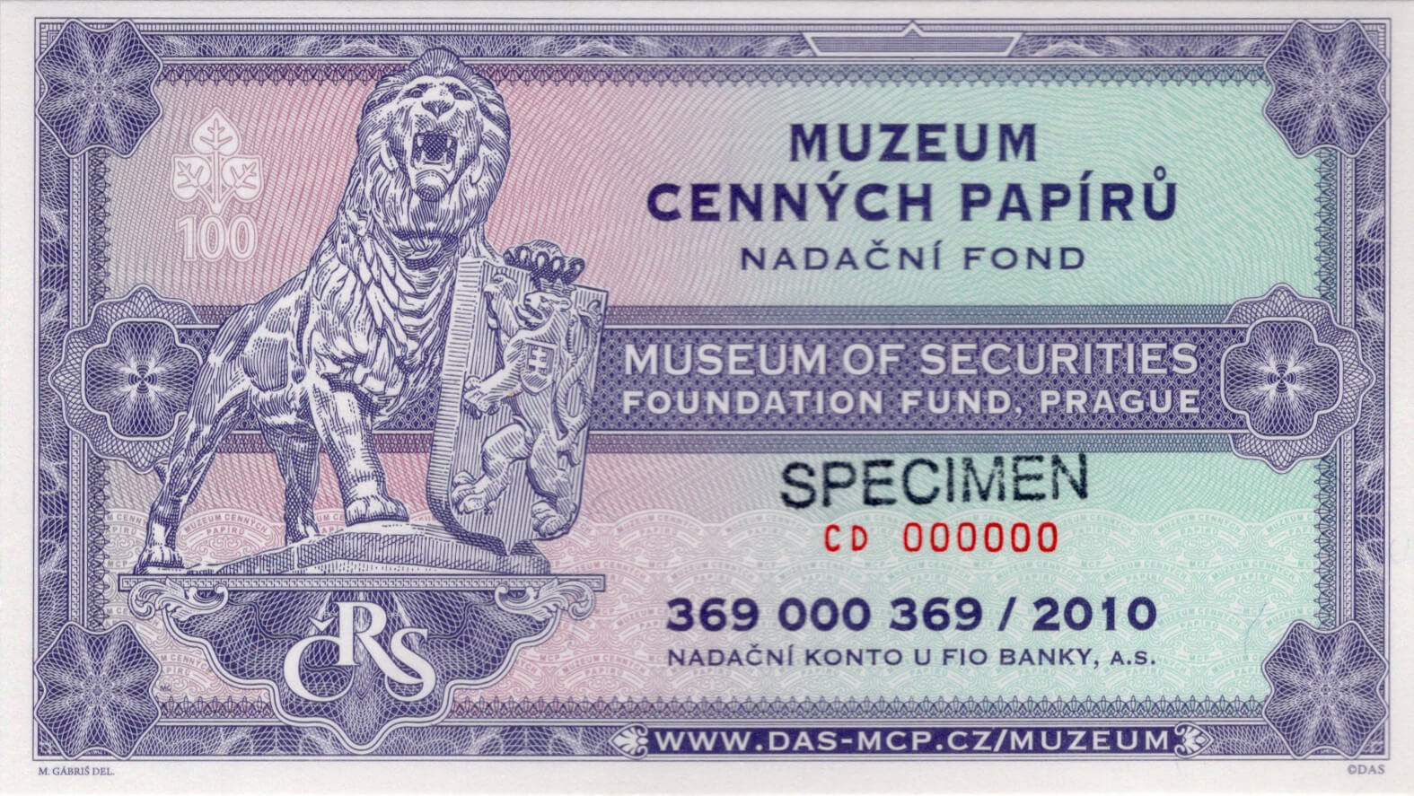 MCP nadační fond 100 let CSR, fialová verze - přední strana