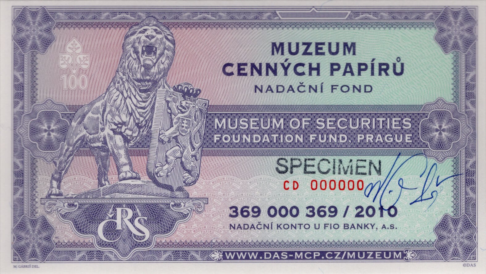 MCP nadační fond 100 let CSR, fialová verze - přední strana