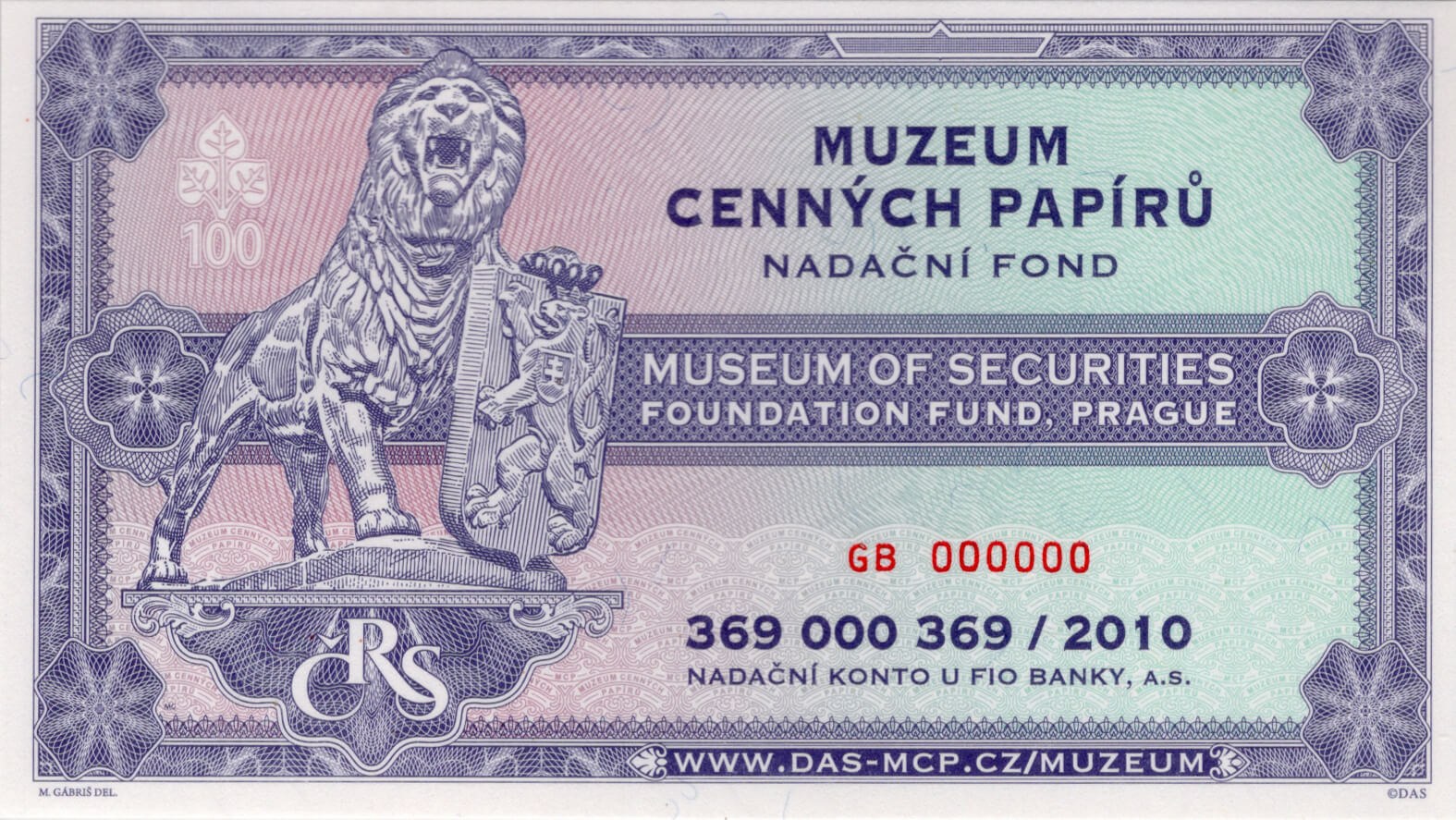 MCP nadační fond 100 let CSR, fialová verze - přední strana
