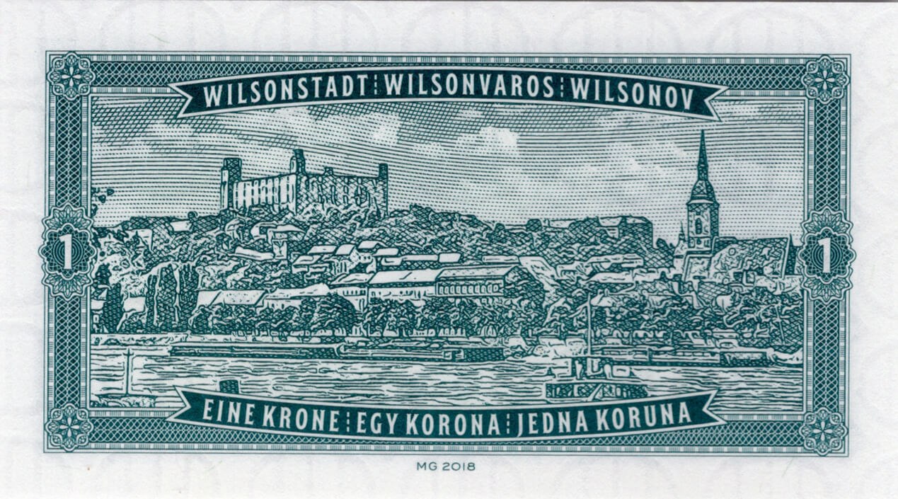 1 koruna Wilsonov / Československo - zadní strana