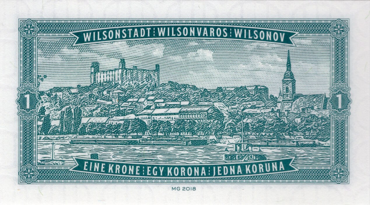 1 koruna Wilsonov / Československo - zadní strana