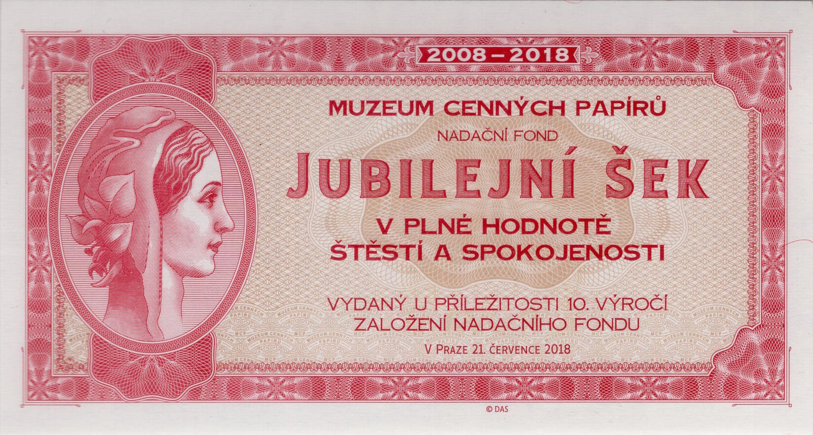 Šeky MCP červené - přední strana