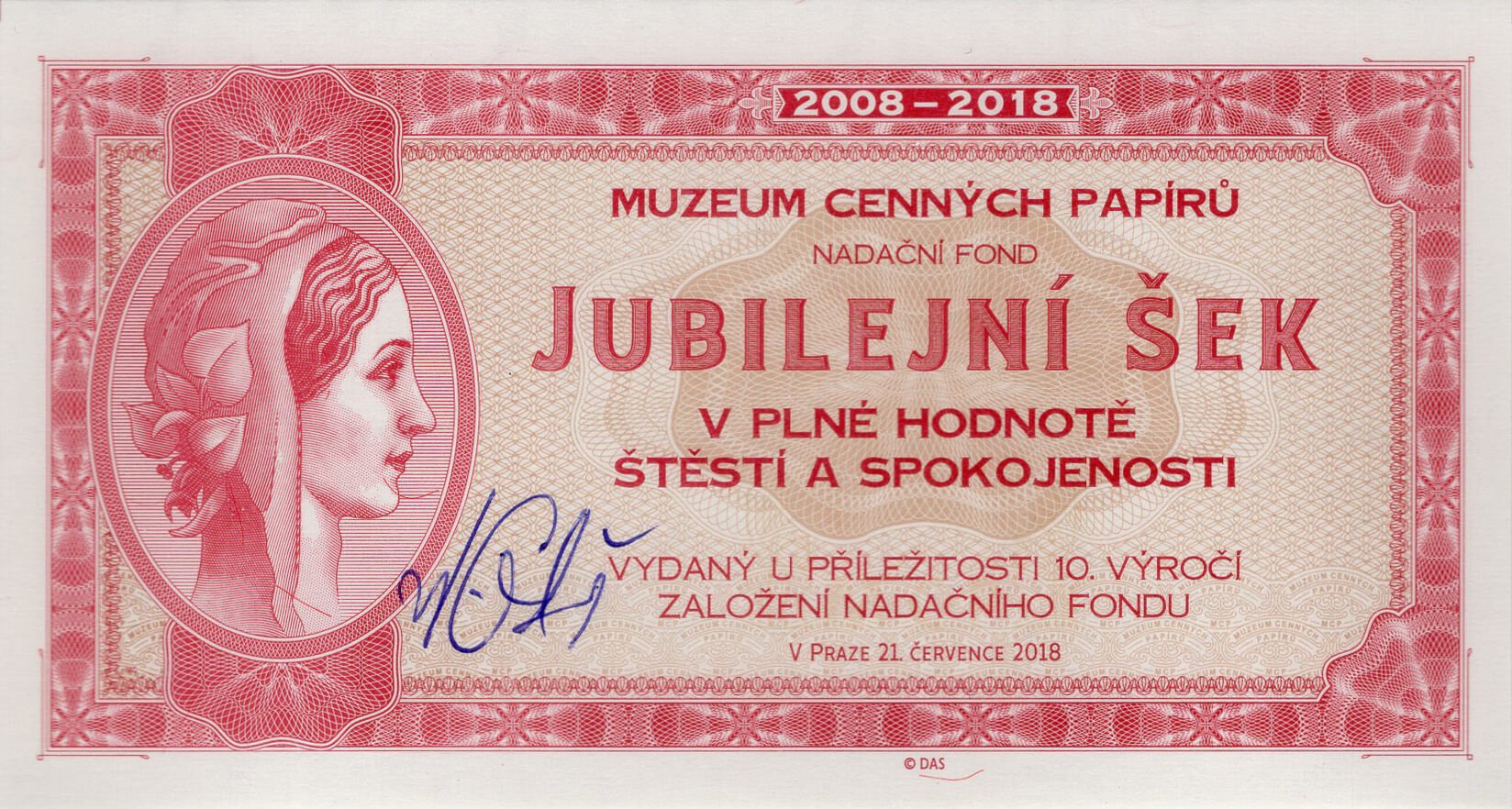 Šeky MCP červené - přední strana