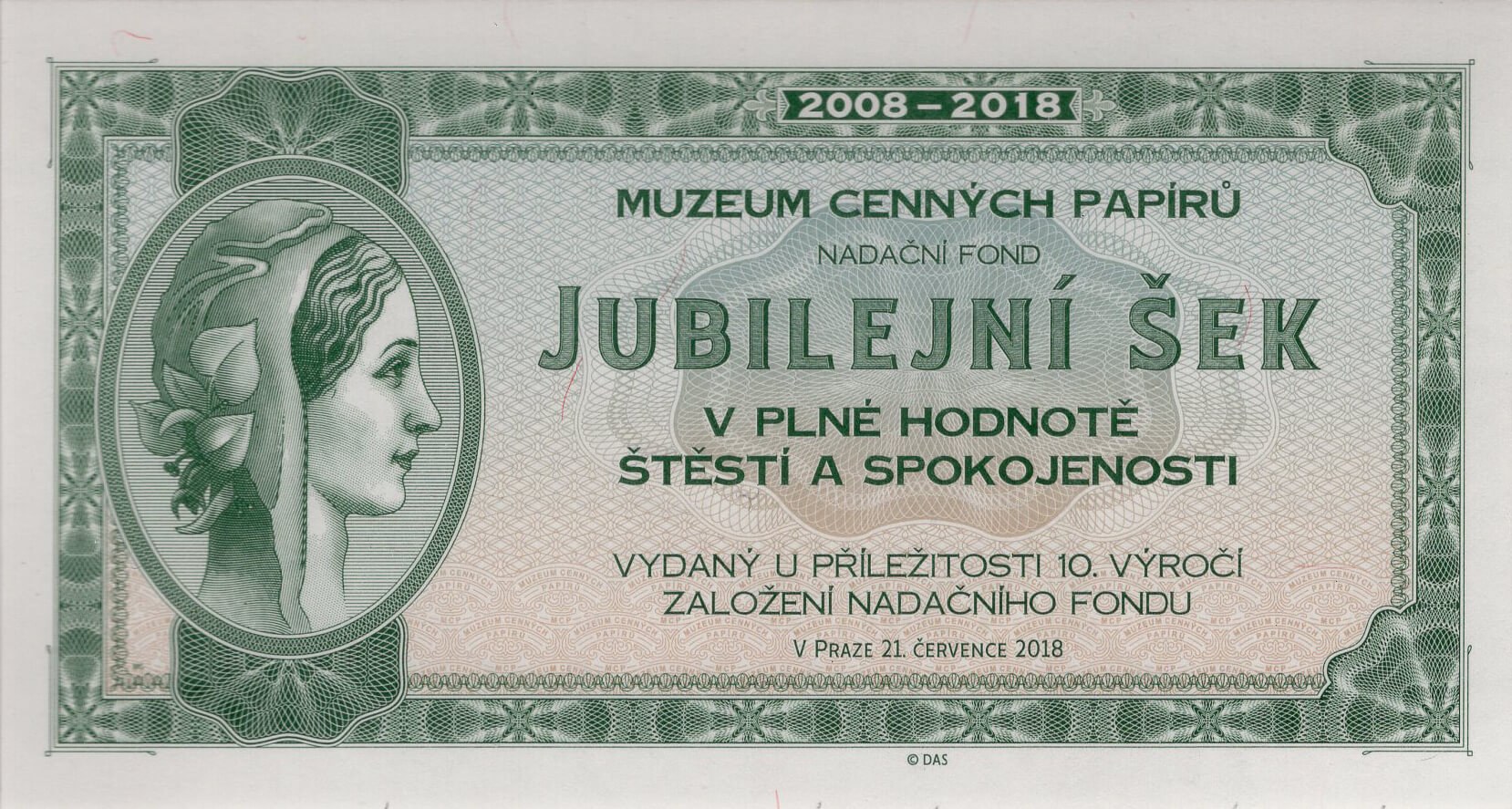 Šeky MCP zelené - přední strana