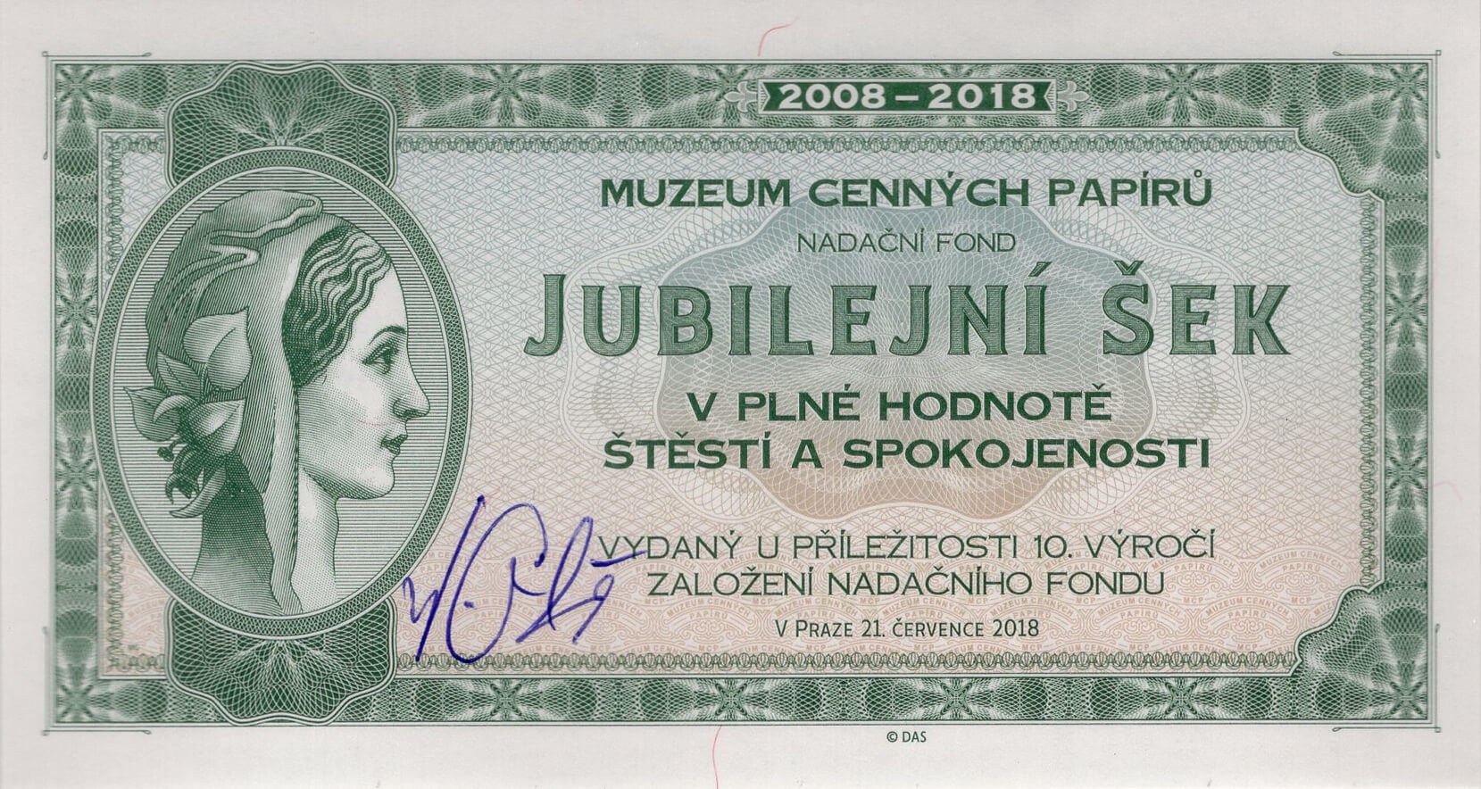 Šeky MCP zelené - přední strana