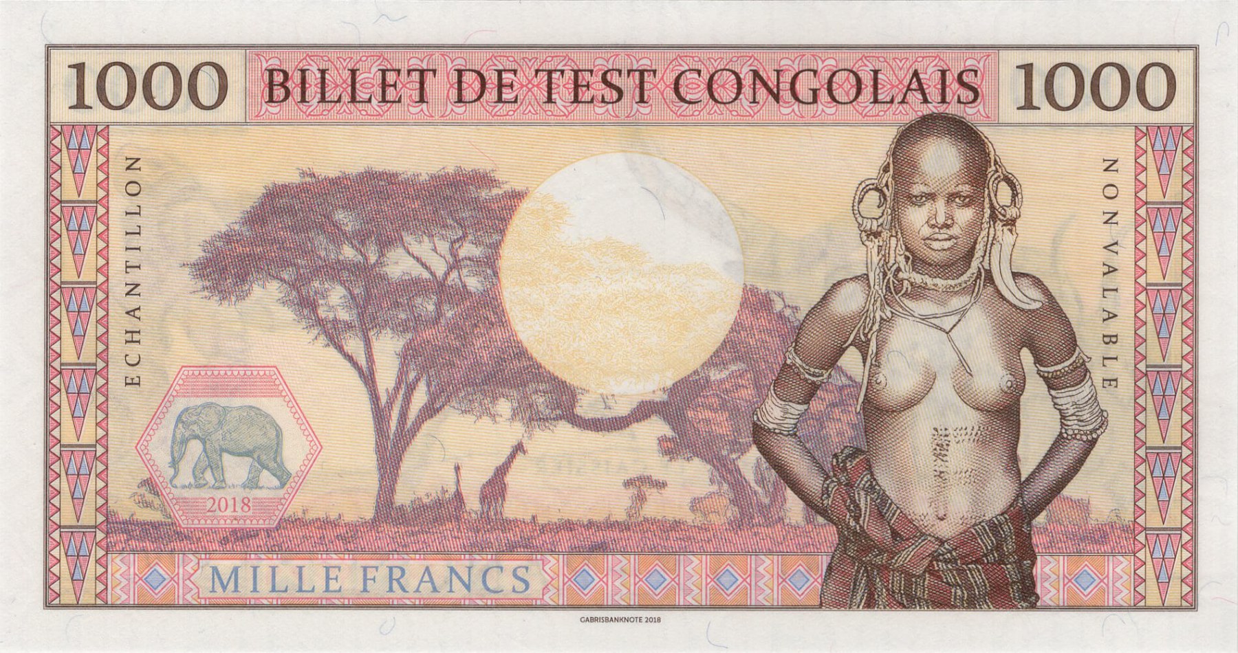 1000 francs Congo - přední strana