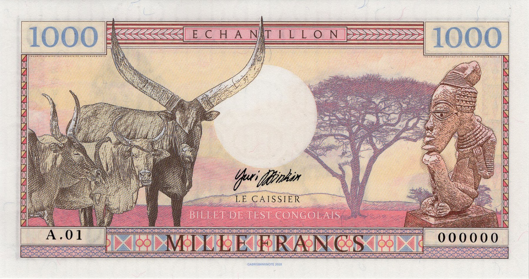 1000 francs Congo - zadní strana