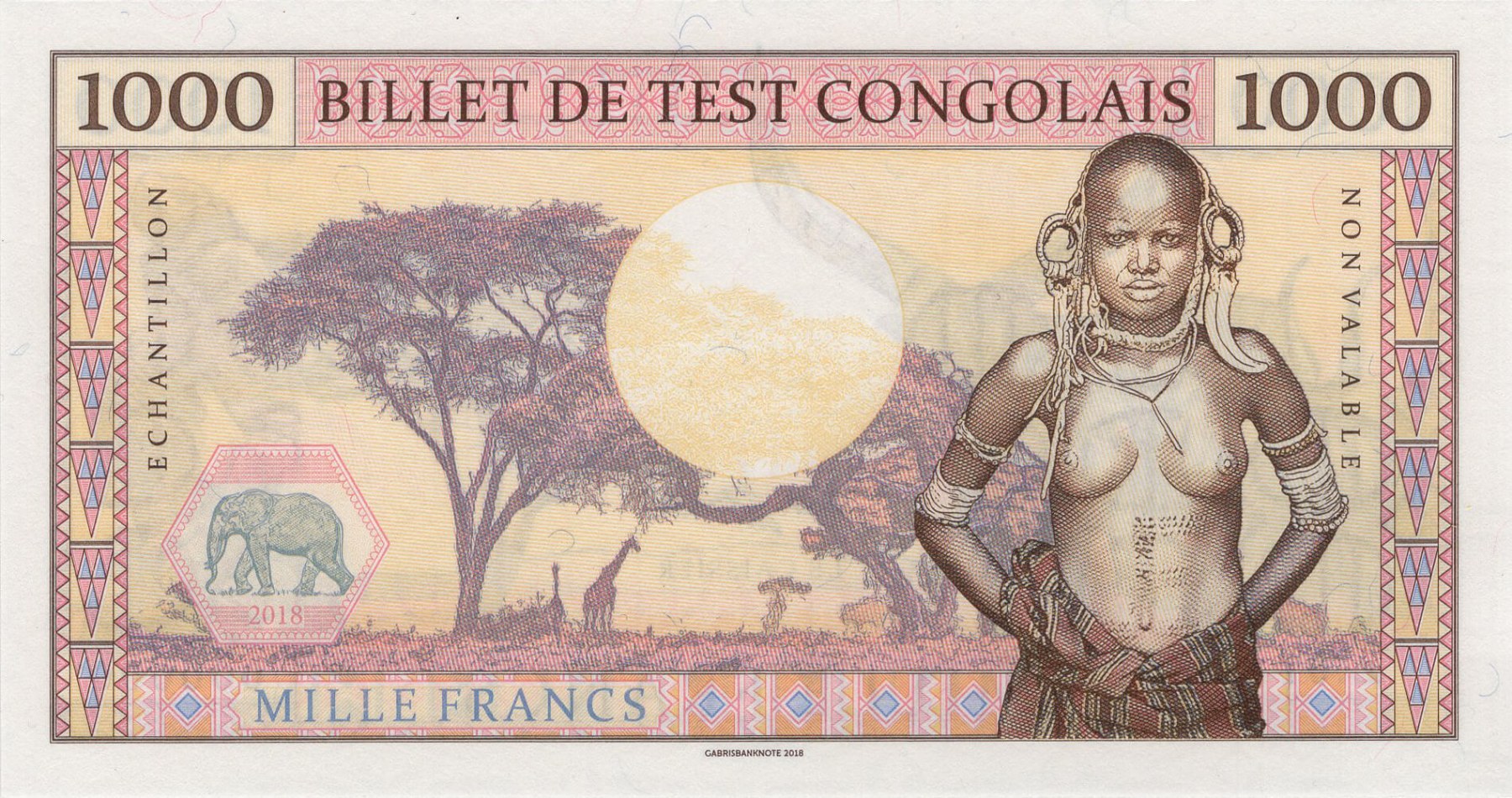 1000 francs Congo - přední strana