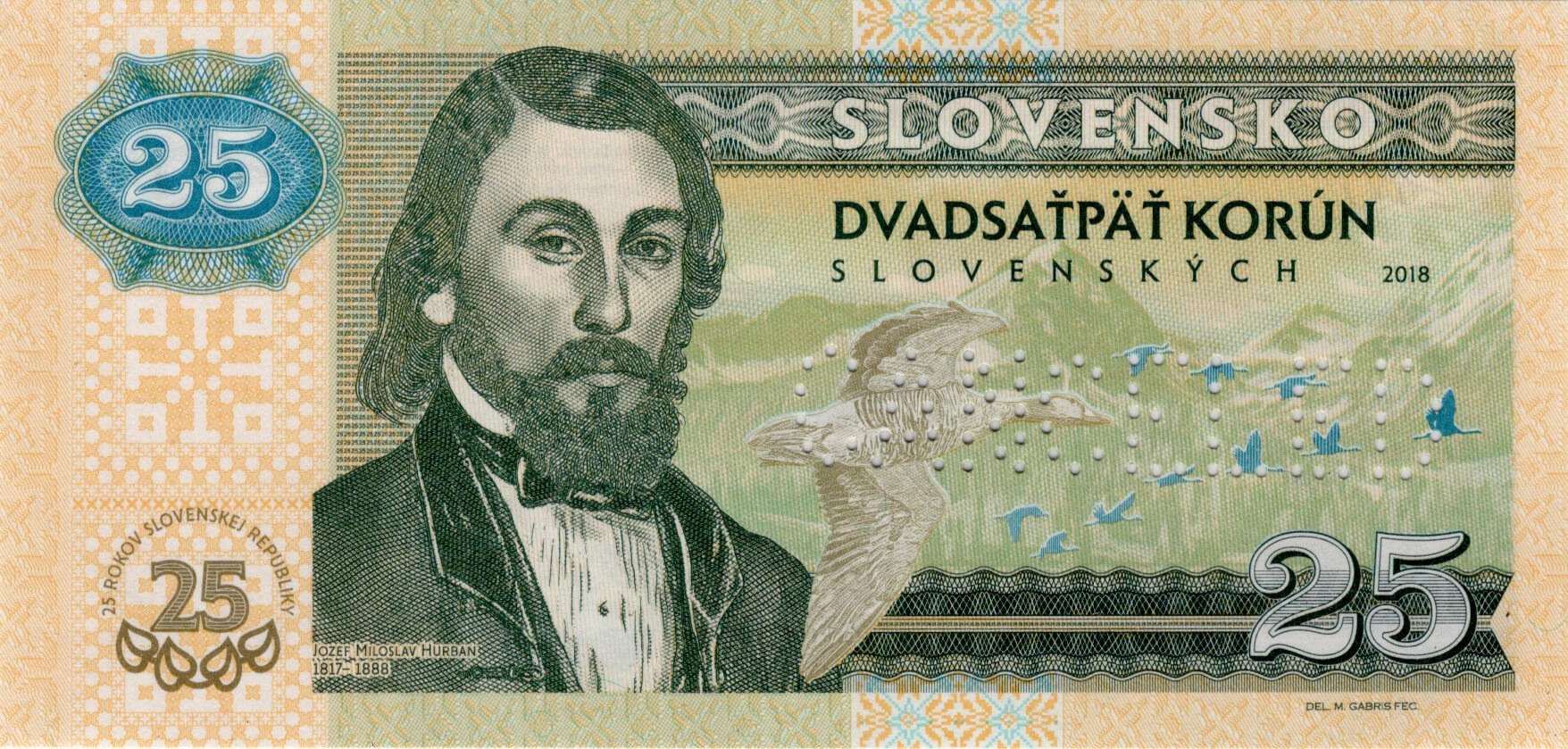25 korún Slovenských - přední strana