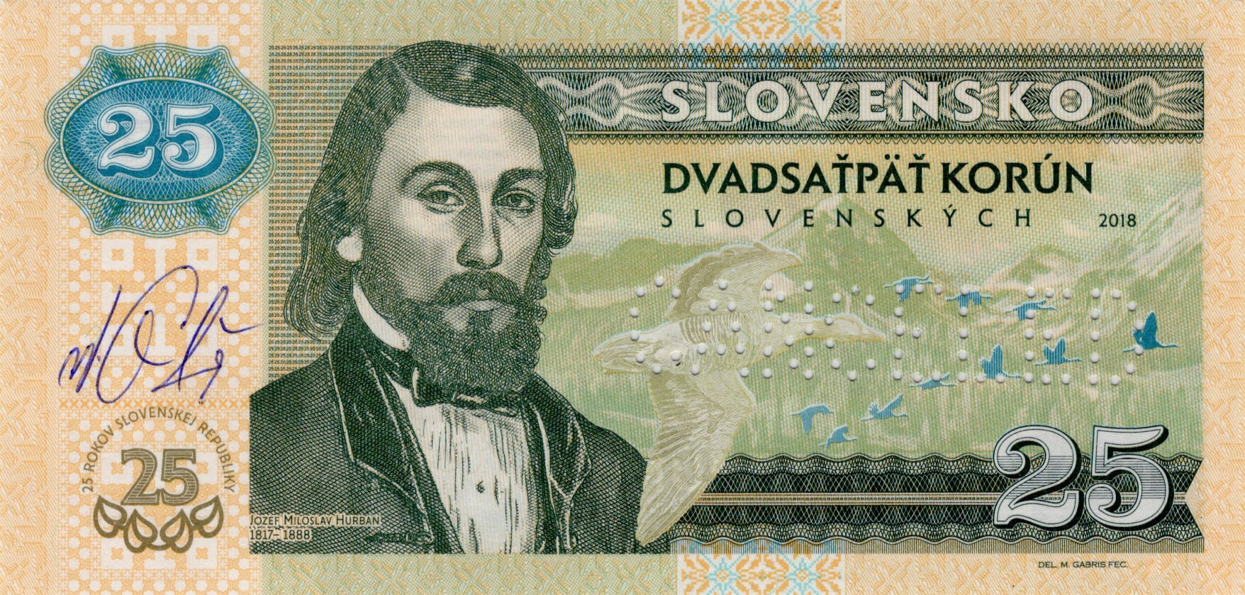 25 korún Slovenských - přední strana