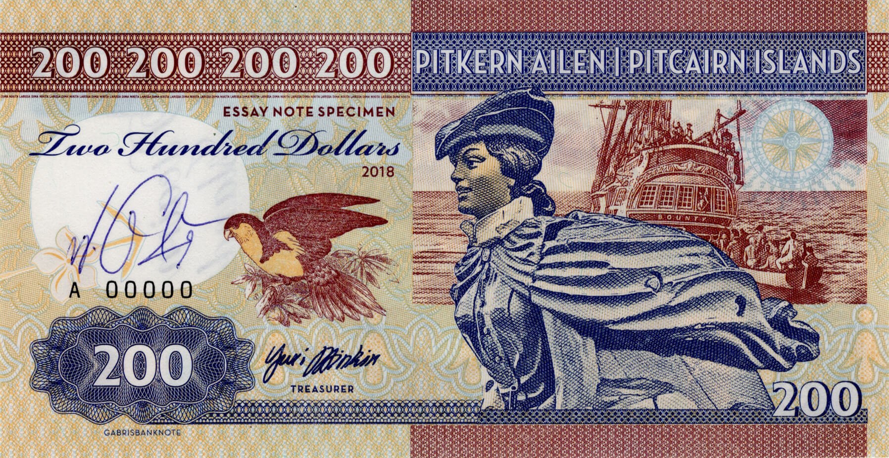 200 dollars Pitcairn - přední strana