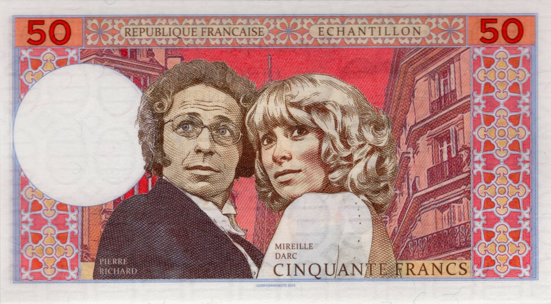 50 francs France Pierre Richard - zadní strana