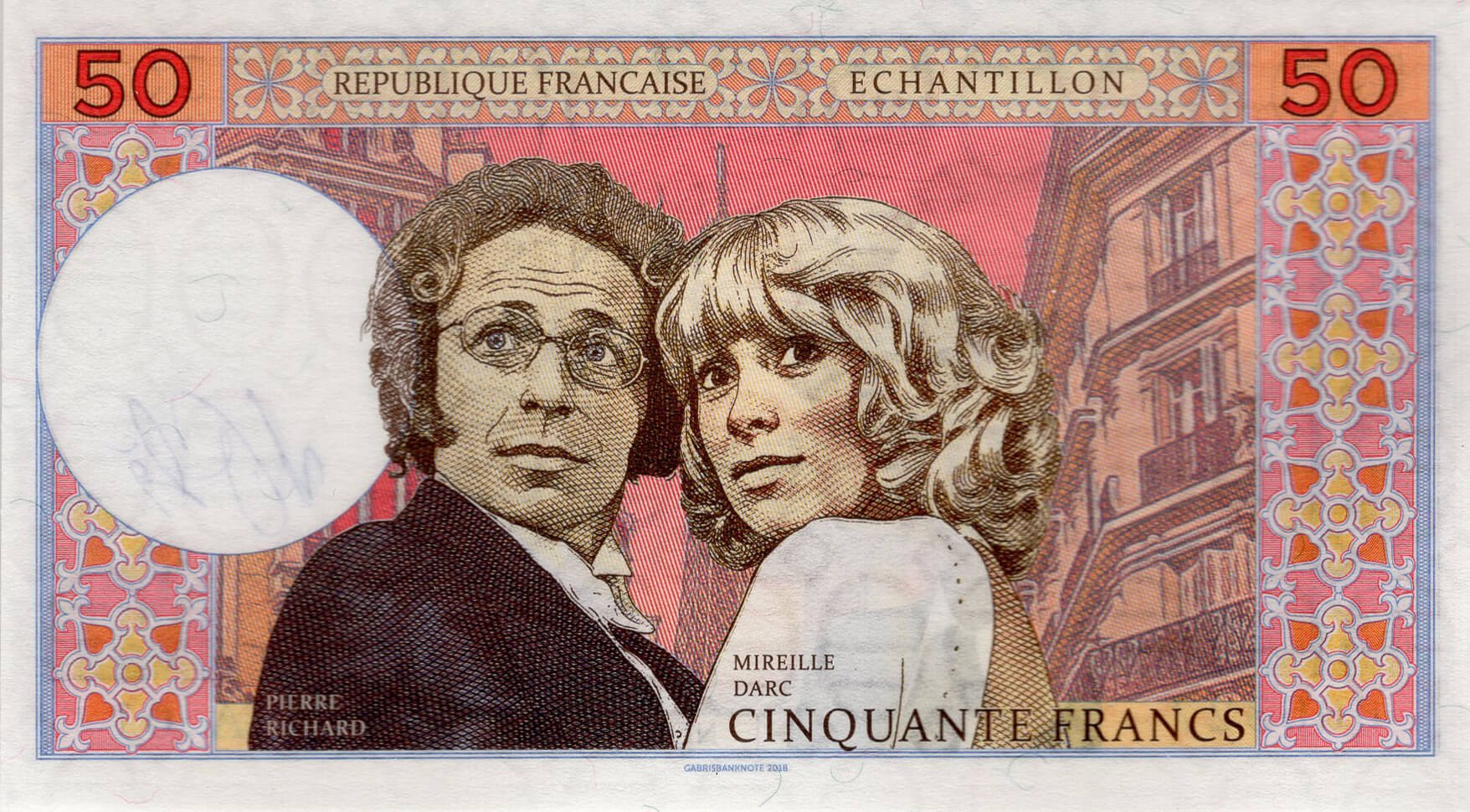 50 francs France Pierre Richard - zadní strana