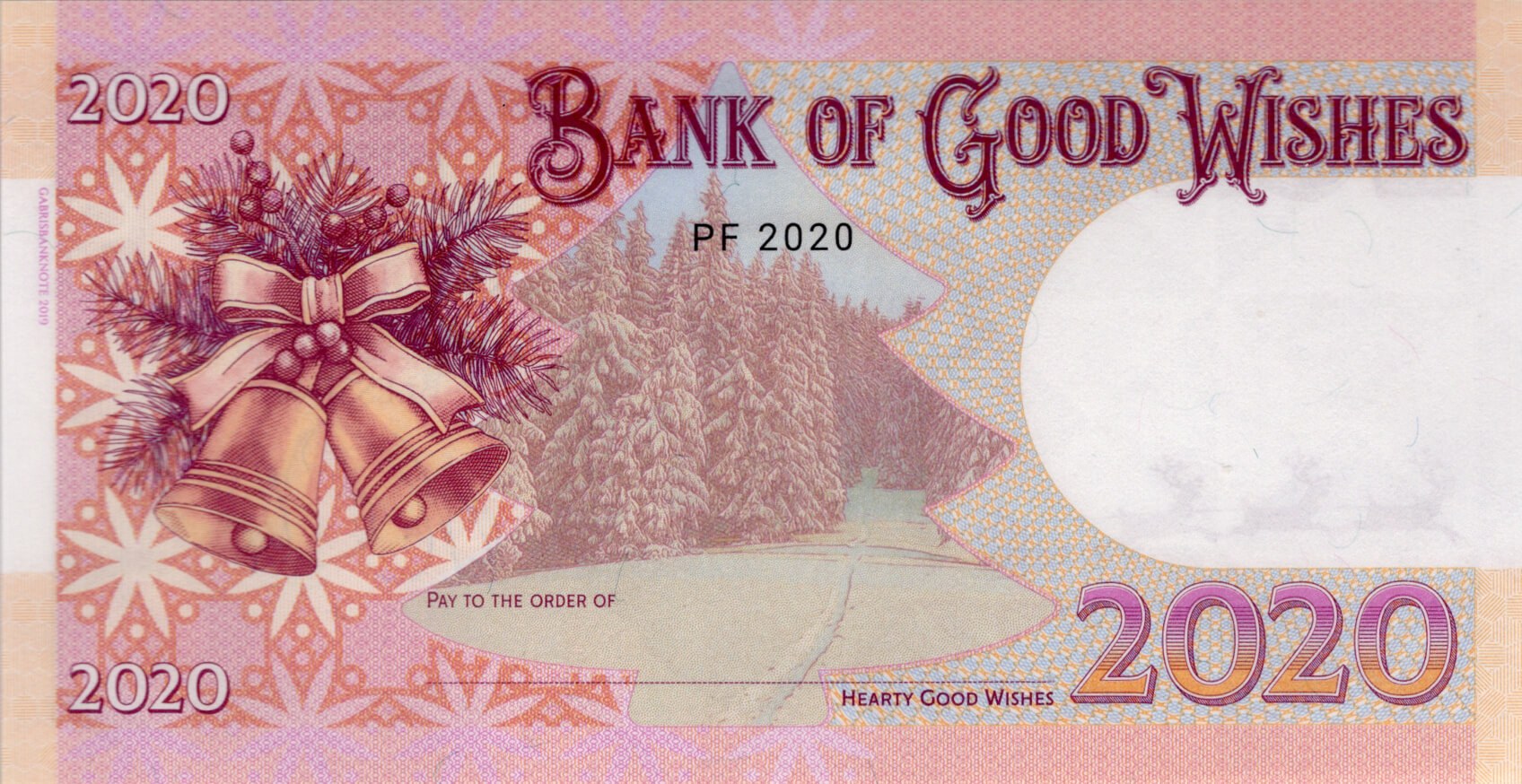 2020 PF Bank of good wishes - zadní strana