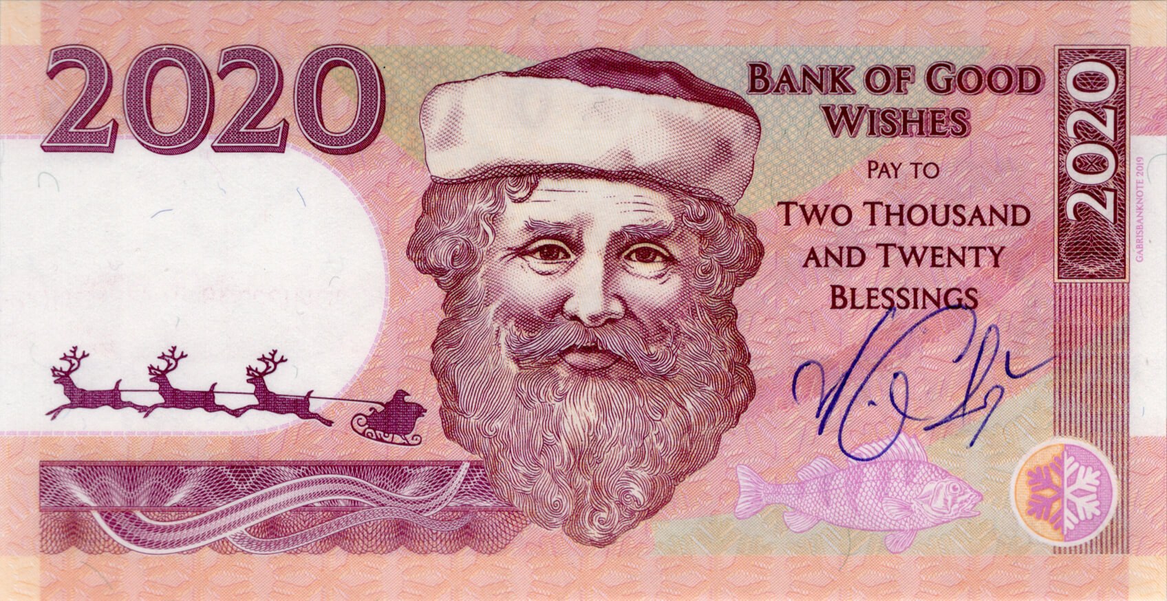 2020 PF Bank of good wishes - přední strana