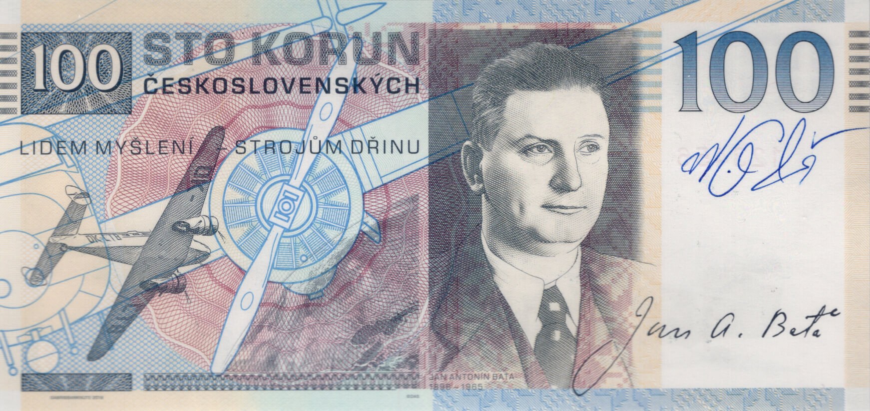 100 korun J. A. Baťa - zadní strana