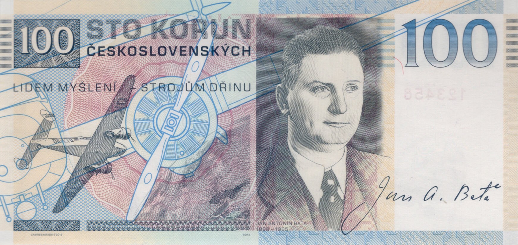 100 korun J. A. Baťa - zadní strana