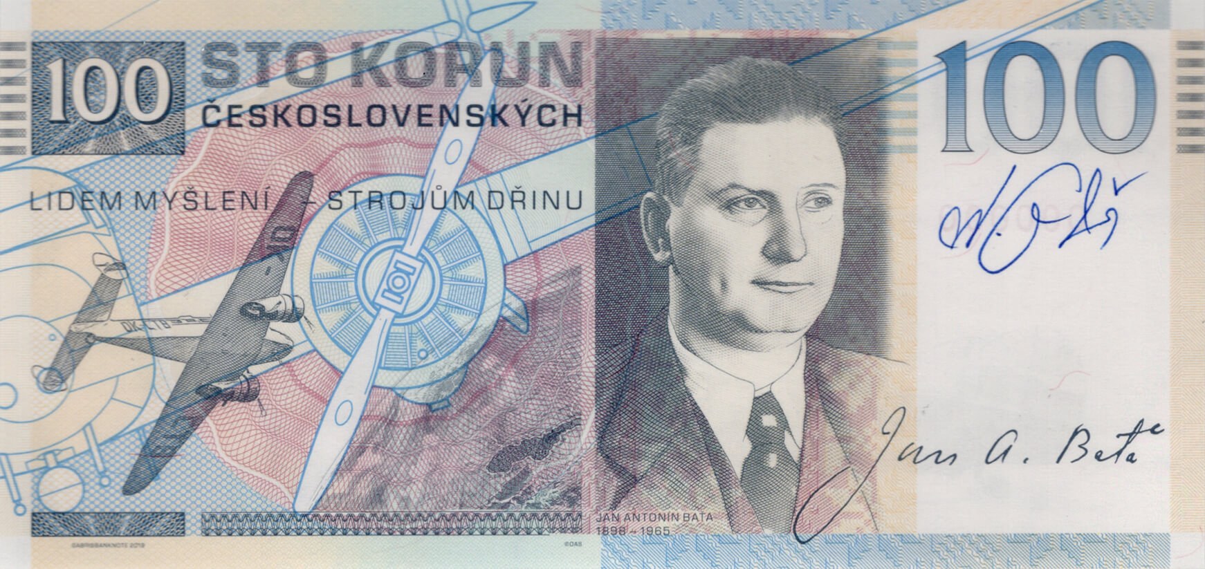 100 korun J. A. Baťa - zadní strana